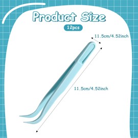 FdcZeyxior 12 PCS Plastic Tweezers, Long 4.5 Inch Bent Tweezers for Small Jewelry Making Tools DIY Jewelry Making Crafts for Baking Decoration, Feeding Reptiles, Disposable Stickers Tweezers
