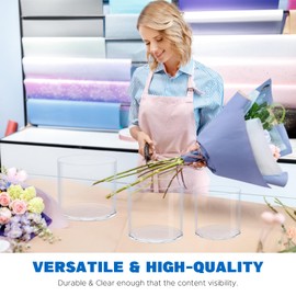 JYPS - Jarrón transparente de 3 unidades, policarbonato, redondo, transparente, boca ancha, 6 pulgadas, ideal para decoración de bodas, flores, recámara, sala de estar, baño, resistente a roturas