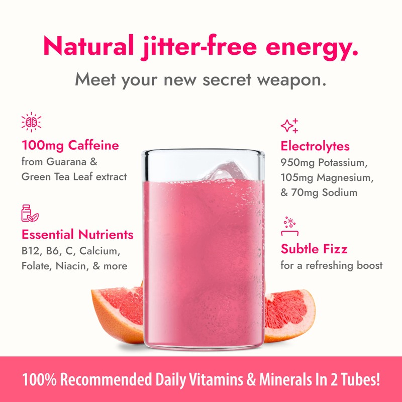 Zipfizz Daily Energy Drink Powder, Pink Grapefruit, 20 Pack |