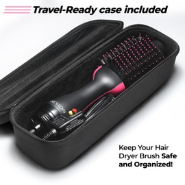 Abit Hot Air Brush for Hair Volumizing and Drying, Black, with Travel Case