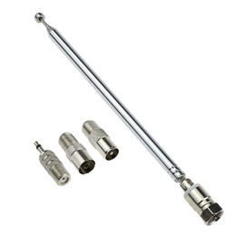 SING F LTD 74cm FM Radio Antenna FM Telescopic Antenna 75 Ohm F Type Male Plug Connector with Adapter for Table Top Radio HiFi AV Stereo Receiver Mini System