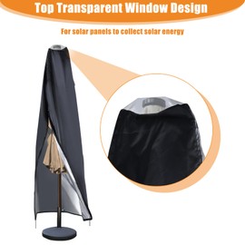 Solar Parasol Covers, Waterproof, for Solar LED Parasol of 330 cm / 390 cm, Outdoor Patio Umbrella Cover, 420D Garden Umbrella Cover with Transparent Window Top (185 x 20 x 85 x 60 cm)