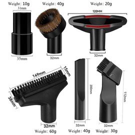 6 Pack Universal Shop Vacuum Cleaner Attachments Brushes for Shop Vac Replacement Accessories 31mm to 35mm Hose Adapter