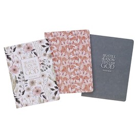 Christian Art Gifts Slim Scripture Notebooks for Women, Be Still - Inspirational Bible Verse Variety, Set/3 Large