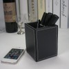 KINGFOM PU Leather Square Pens Pencils Holder Cup Desktop Stationery