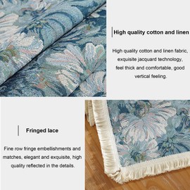 MAIGO Boho Cream Beige Feather Pattern Table Runner with Tassel - Macrame Dining & Coffee Table Decorative