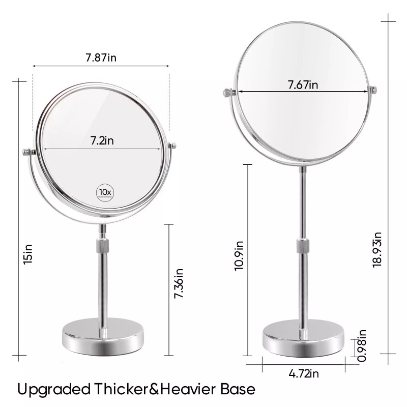 Nicesail 19 Inch Tall Makeup Mirror with 10X Magnification, Make