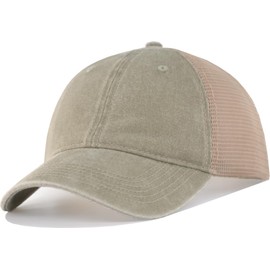 CYGTE Vintage Washed Soft MeshTrucker Hat - M/L/XL/XXL Big Heads Large Men Women Plain Baseball Cap Snapback Summer Casual Dad Ball Cap Khaki