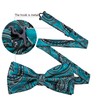 Barry.Wang Teal Black Bow Tie Set Men Paisley Silk Pre-Tied