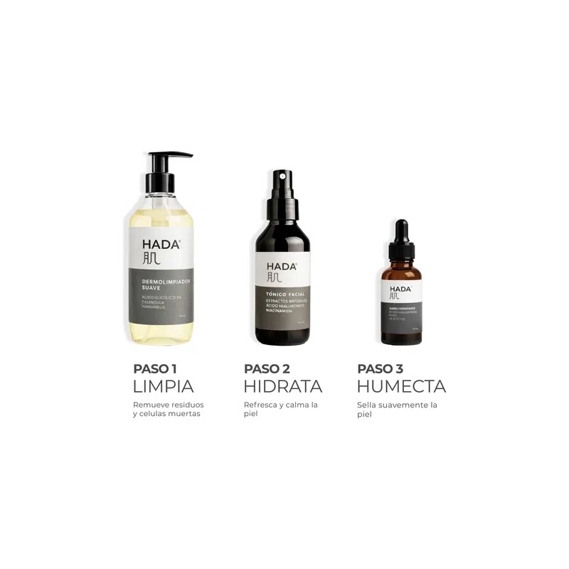 Hada Skincare - Kit 3 En 1, Dermolimpiador, Tónico, Suero