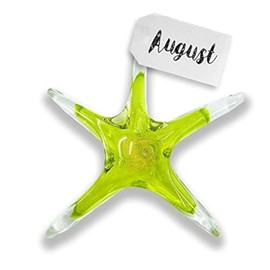 Luke Adams Glass | 5" Small Glass Birthstone Star | Handmade Suncatcher | Hanging Starfish Home Décor | Outdoor Garden Accent (August)