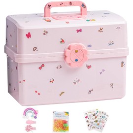 Caja de almacenamiento de accesorios para el cabello, Organizador de accesorios para el cabello para niñas | Estuche impermeable para sombreros de niña de 3 capas,El joyero impermeable para niños incl