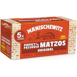 Manischewitz Passover Matzo, 5x1lbs Boxes (Total 5 Boxes) Freshly Baked for Passover 2026 | Just 2 Ingredients | Airy, Thin, Crisp & Delicious!