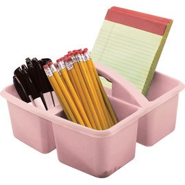 Teacher Created Resources Light Pink Portable Plastic Storage Caddy 6-Pack for Classrooms, Kids Room, and Office Organization, 3 Compartments