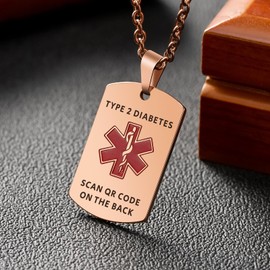 MYLUCKYTAG QR Code Medical Alert Necklace for Men Women - Stainless Steel Engraved Medical ID Tag - Free Online Emergency Medical Profile - Emergency Med Alert Necklace & Jewelry - Medical ID Pendant