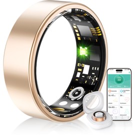 HPLSZCN Smart Ring Fitness Tracker with Sleep Analysis, IP68 Waterproof Activity Tracker for Women/Men, Sports & Health Monitor with Bluetooth for Android/iOS (Gold, 13)