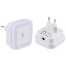 SOAIY 2er-Set LED Nachtlicht mit Bewegungsmelder 3 Betriebsarten AUTO/ON/OFF energiesparend Steckdosenlicht PIR Sensorleuchte Orientierungslicht Kaltweiß Kinderzimmer Flur Treppe