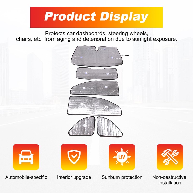 Full Window Sunshades Compatible with Fi@t 500 2010-2024 Accessories, Windshield