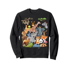 Men Women and Kids Wildlife Zoo Day Party Cute 22 Animals Sweatshirt