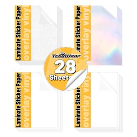 TECKWRAP Holographic Sticker Paper Clear Overlay Lamination Vinyl Laminate Sticker Film 8.26" x 11.69" A4 Size 28 sheets/Pack for Craft, Scrapbooking, Craft Cutters (Rainbow,Glossy,Matte,Glitter)