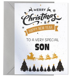 Merry Christmas Card To A Very Special Son - Xmas Card & Envelope