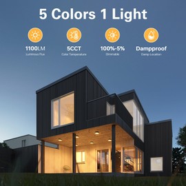 YAYIT 1 Pack 6 Inch 5CCT Ultra-Thin LED Recessed Ceiling Light with Junction Box, 2700K/3000K/3500K/4000K/5000K Selectable, 1100LM Dimmable Canless Wafer Downlight, 12W Eqv 110W-ETL&FCC