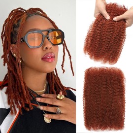 Afro Kinkys Human Hair Bulk 50g/Pack Natural Black 100% Human Hair Soft 4C Afro Kinky Bulk Human Hair for Locs Extensions/Twists/Braids (350#, 16 Inch)