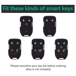 for GMC Key Fob Cover TPU Car Key Fob Case Fit for 2019 2020 2021 2022 Silverado Sierra 1500 2500HD 3500HD Terrain Acadia 5 Buttons Car Remote Key Case Shell Protector(Black)