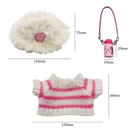 POPAPIE 1 x Mini Plush Doll Clothing, Toy Clothing, Mini Cuddly Toy Outfit, Cuddly Toy Clothing Outfit with Plush Hat and Keychain for 17 cm Dolls