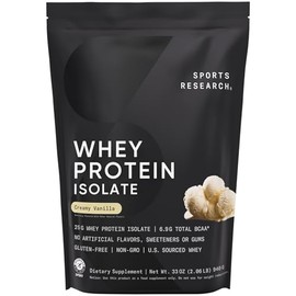 Sports Research® Whey Protein Isolate - Sports Nutrition Protein Powder 25g per Serving - 2.06lb Bag Whey Protein - Vanilla Flavor - Bulk Protein Powder, 26 Servings