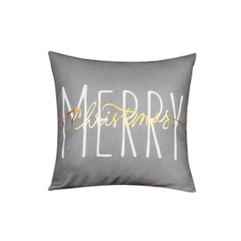 ONWAY Christmas Pillow Cover 18x18 Inch Merry Christmas Gold Grey Decorative Throw Pillows Farmhouse Winter Holiday Decor Cushion Case for Sofa Couch Home Decorations