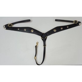 Frontier Equestrian Ultimate Leather Draft Horse Western Breast Collar- Amish Made - Plain, Stainless Steel, Black