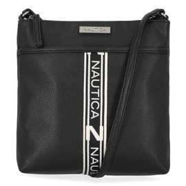 Nautica Women's Lakeside Signature Jaquard North South Crossbody Bag Cross Body, Linked Black, One Size
