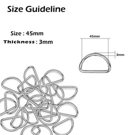 Trimming Shop Metal Rings D for Attachment Webbing, Arts and Crafts, Pet Collar, Adjustable Repair Bag, silver