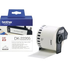 Brother Brother Original Equipment DK-22205 Continuous Length Paper Black on White Single Label Roll 62mm (W) x 30.48m (L)