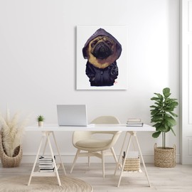 Stupell Industries Pug in Street Wear Urban Fashion Moody Dog, Designed by Thomas Fluharty Canvas Wall Art, 30 x 40, Multi-Color