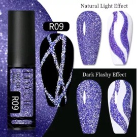 Lilycute Esmalte Reflejante Gel Delineado Doble Efecto Uñas Top Uvled