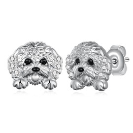 Bichon Frise Earrings S925 Sterling Sliver Dog Stud Earrings Bichon Frise Gifts Dog Jewelry Gifts for Women Bichon Frise Lover