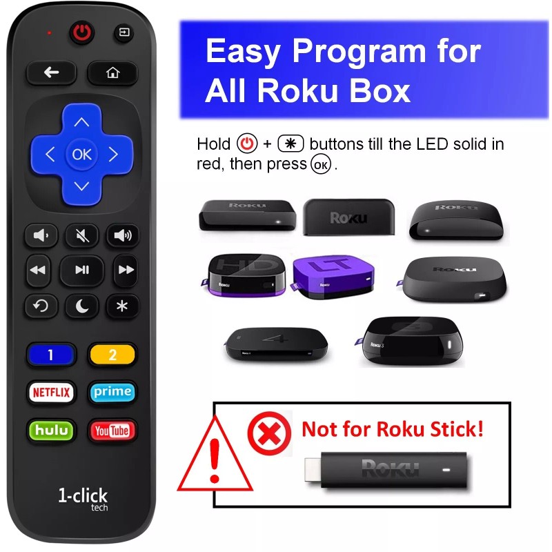 1-clicktech 2-in-1 Remote for Roku TV(Default)/fo
