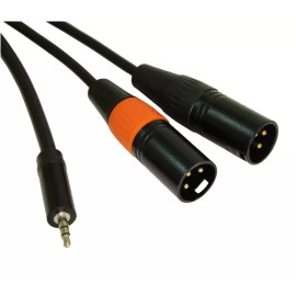 My Cable Mart 6ft Premium 3.5mm TRS Stereo Male to 2 XLRinchinch Male Y-Breakout Cable