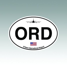 RDW O'Hare Airport Euro Oval Sticker - Die Cut - Decal ORD Chicago Illinois 1.25" x 0.88"