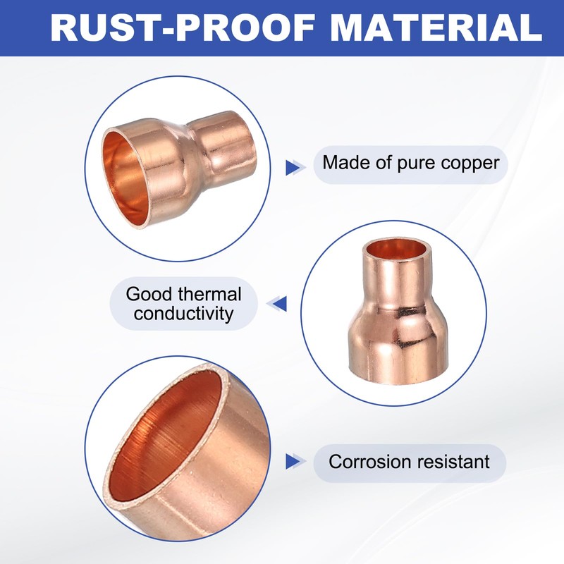 PATIKIL 5Pcs Copper Reducer 1" to 5/8" ID Reducing Copper