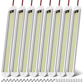 CT CAPETRONIX 12v LED Interior Light Bar, 120LEDs 1500LM 8W DC 12 Volt led Strip Lights with ON/Off Switch, for Enclosed Cargo Trailer, Car RV Van Truck Lorry Camper Boat Caravan Motorhome (8Pack)