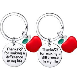 Waeceip 2PCs Thank You Gift for Teachers Appreciation Gift for Women Teacher Keyring Set Birthday Gift for Teacher Gifts from Students