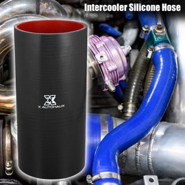 X AUTOHAUX 3.5" ID 7.87" Length Straight Silicone Reducer Hose Silicone Hose Coupler Intercooler Tube Black for Car Intercooler Intake Piping