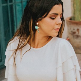 MADISON TYLER Cute Fun Dangle Earrings for Women Trendy | Fun Pave Imitation Pearls Rhinestone Flower Watering Can Weird Asymmetrical Earring