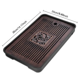 14inch Chinese Kungfu Tea Tray, Detachable Chinese Gongfu Tea Tray with Water Storage Drainage for Kung Fu Tea Set, Bamboo Tea Tray for Chinese Tea Table, Gift for Tea Lovers