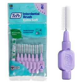 TePe TePe Interdentalbürsten Extra Soft Lila (ISO Größe 6: 1,1 mm) / Für eine besonders sanfte & effiziente Reinigung der Zahnzwischenräume / 1 x 8 Interdental Bürsten