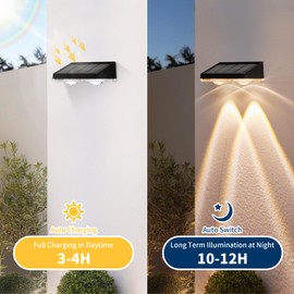 Flyingod Solar Fence Lights - IP64 Waterproof Courtyard Ambient Solar Lights with 3000K Warm Light, Suitable for Backyards, Railings, Steps, Terraces, Stair Railings and Walls (12 Pack)