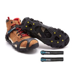 ICETRAX V3 Tungsten Ice Cleats with Straps Combo Pack, Winter Ice Grips for Shoes and Boots - Anti-Slip Grippers, StayON Toe, Reflective Heel